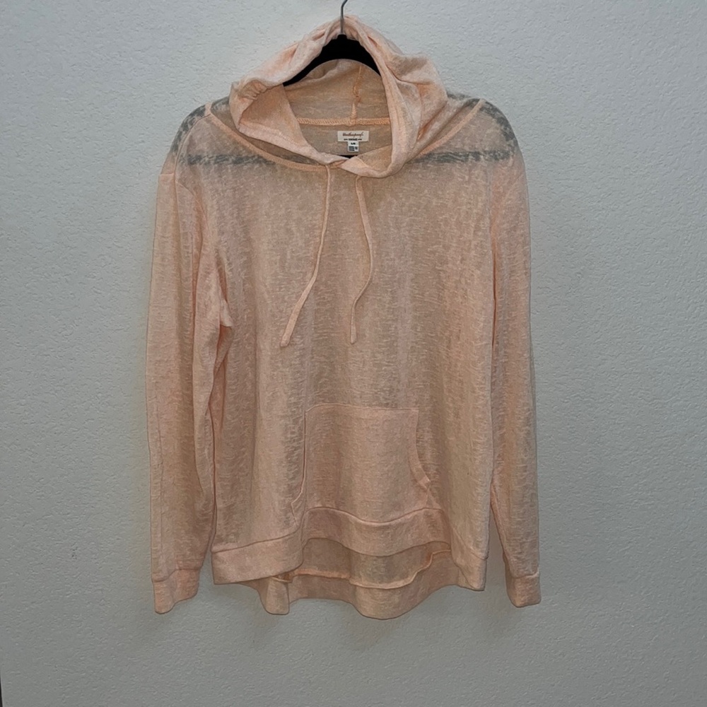 Weatherproof Vintage Women’s Lightweight Slub Hoodie Large Peach Color
